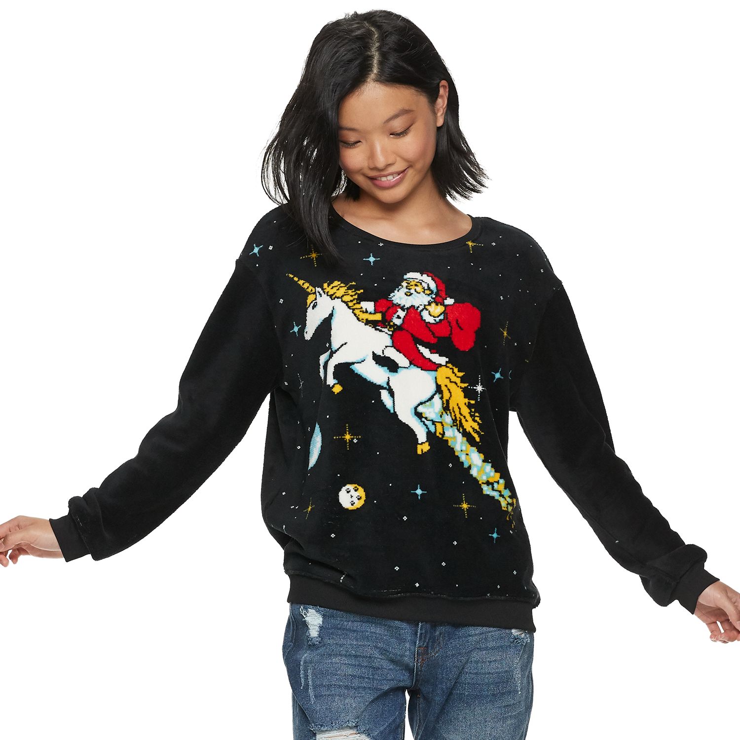 girls unicorn christmas sweater