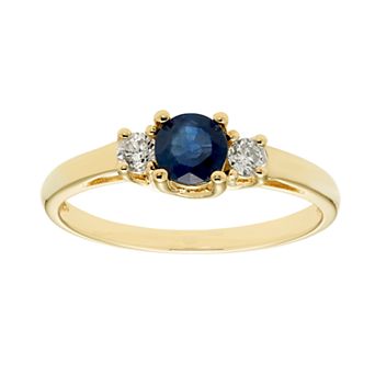 The Regal Collection 14k Gold Sapphire & 1/6 Carat T.W. IGL Certified Diamond 3-Stone Ring