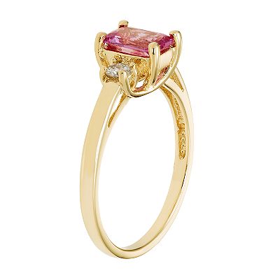 The Regal Collection 14k Gold Pink Sapphire & 1/5 Carat T.W. IGL Certified Diamond 3-Stone Ring
