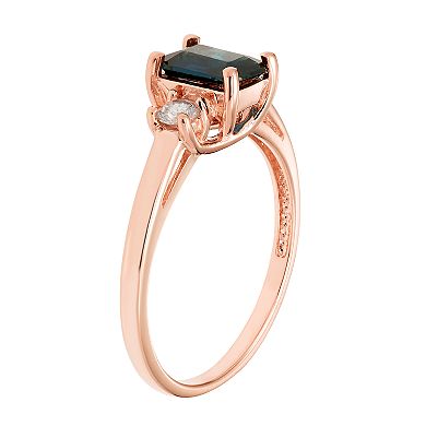 The Regal Collection 14k Gold Sapphire & 1/5 Carat T.W. IGL Certified Diamond 3-Stone Ring