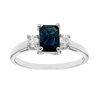 The Regal Collection 14k Gold Sapphire & 1/5 Carat T.W. IGL Certified Diamond 3-Stone Ring