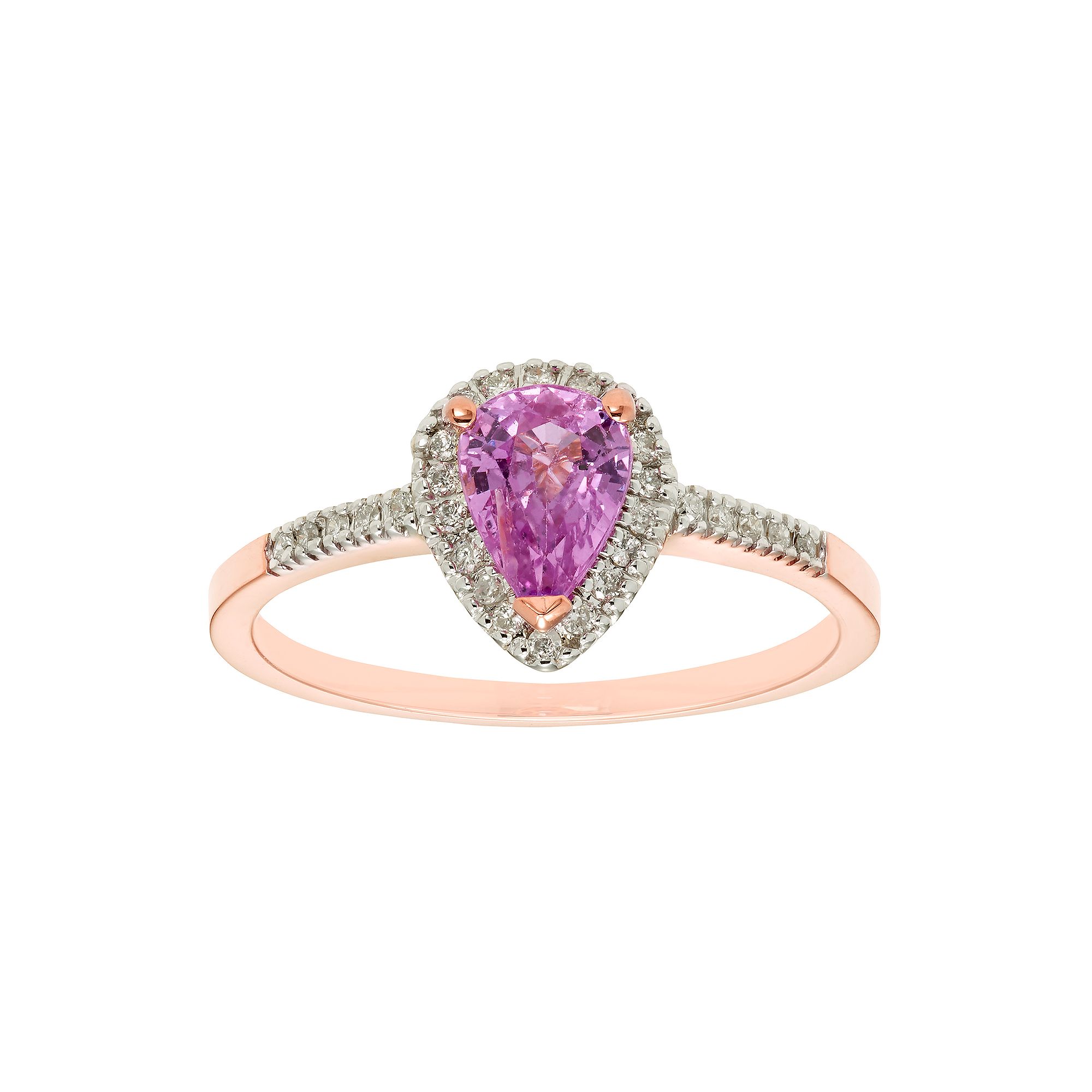 The Regal Collection 14k Gold Pink Sapphire & 1/10 Carat T.W. IGL Certified