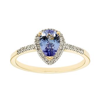 The Regal Collection 14k Gold Tanzanite & 1/10 Carat T.W. IGL Certified Diamond Teardrop Ring