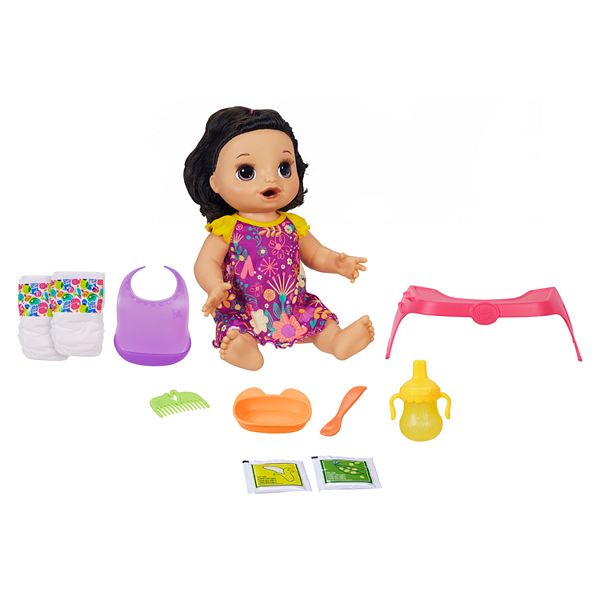 Girl S Baby Alive Happy Hungry Baby Black Straight Hair Doll By Hasbro