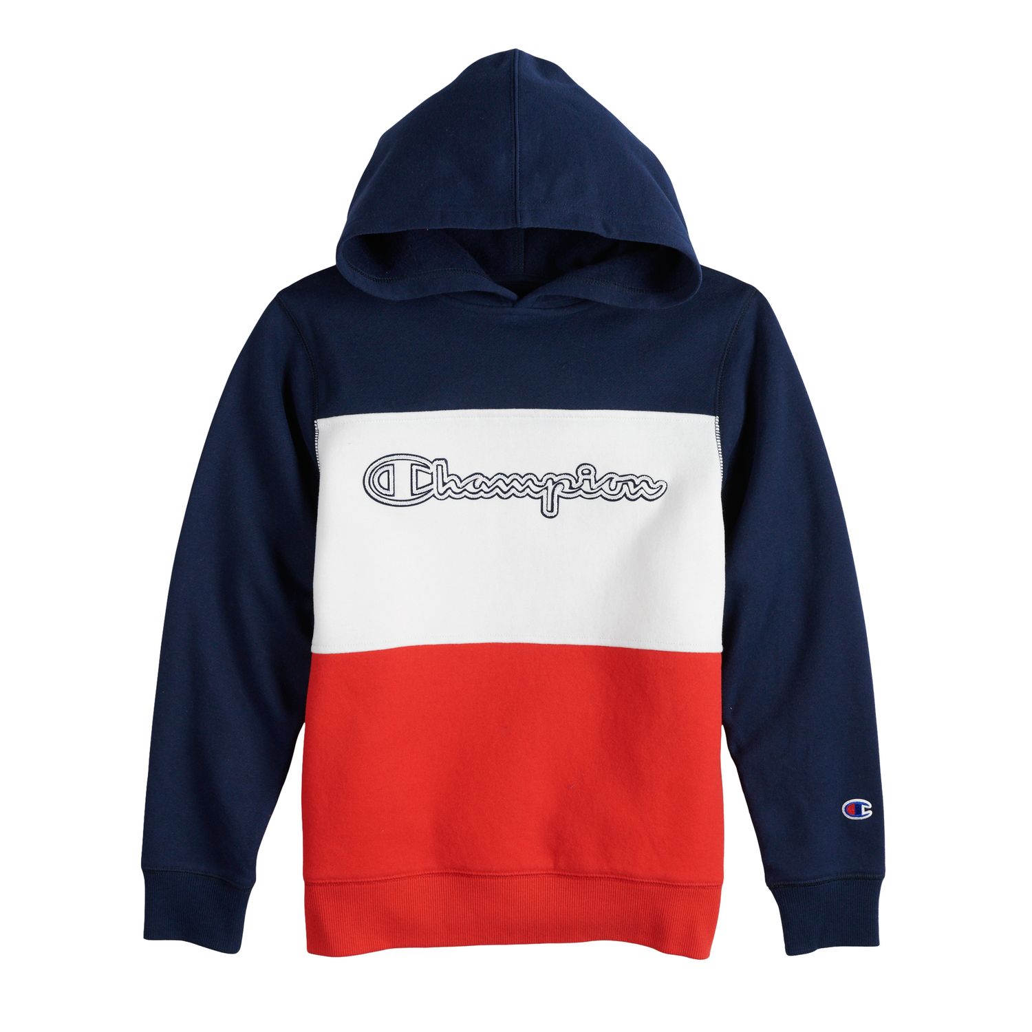 champion hoodie red and blue