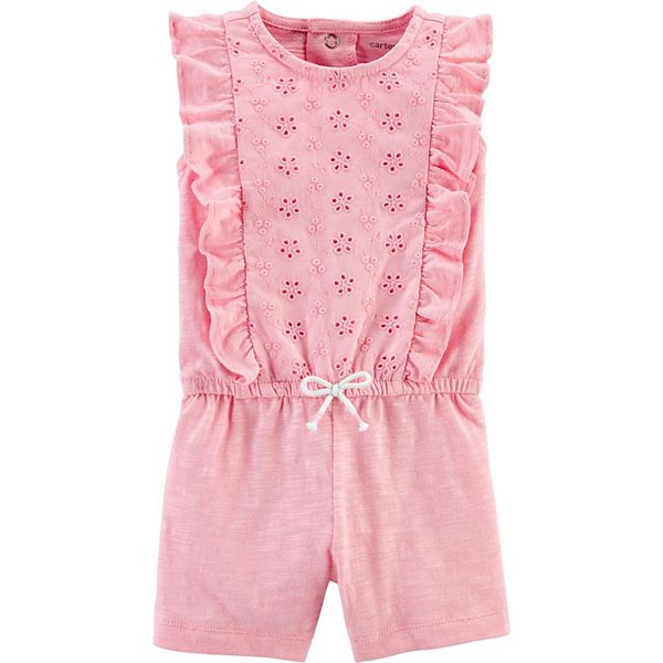 Baby Girl Carter S Floral Ruffle Slub Jersey Romper