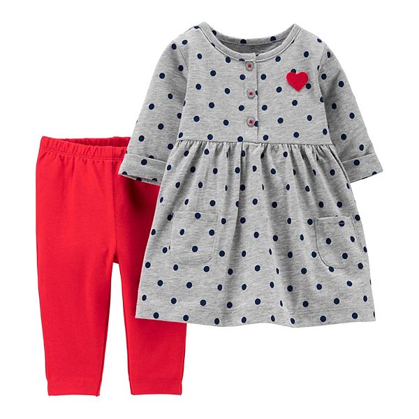 Carter's Baby Girls' 2-Piece Spot-Print Shirt & Leggings Set Size 6-12-18-24 Mon 