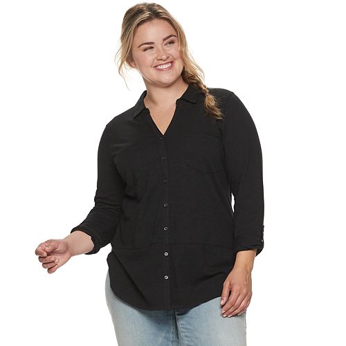 Plus Size SONOMA Goods for Life® Button-Down Utility Shirt