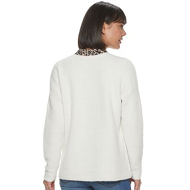 Women's Apt. 9® Jacquard Eyelash V-neck Sweater