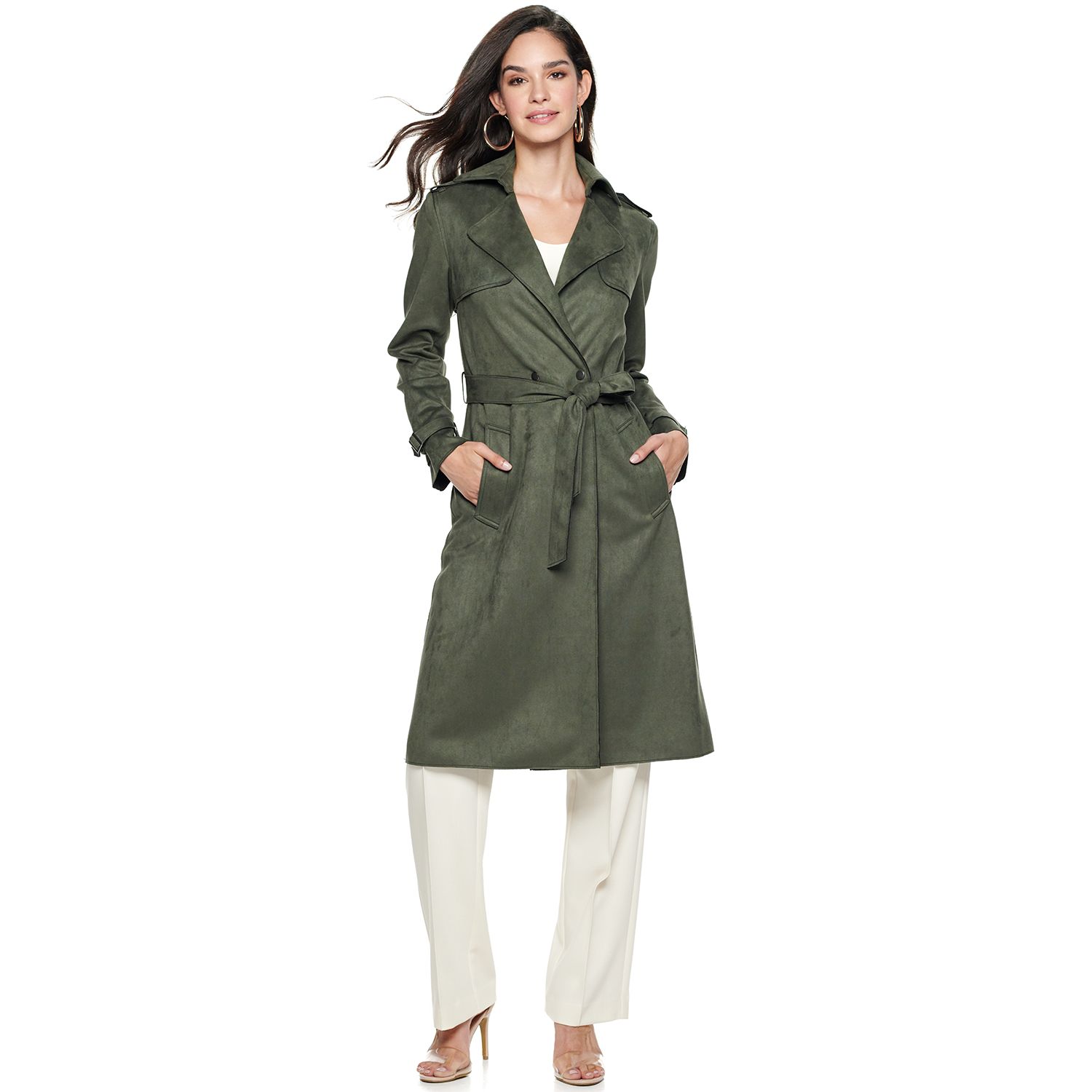 vegan suede trench coat