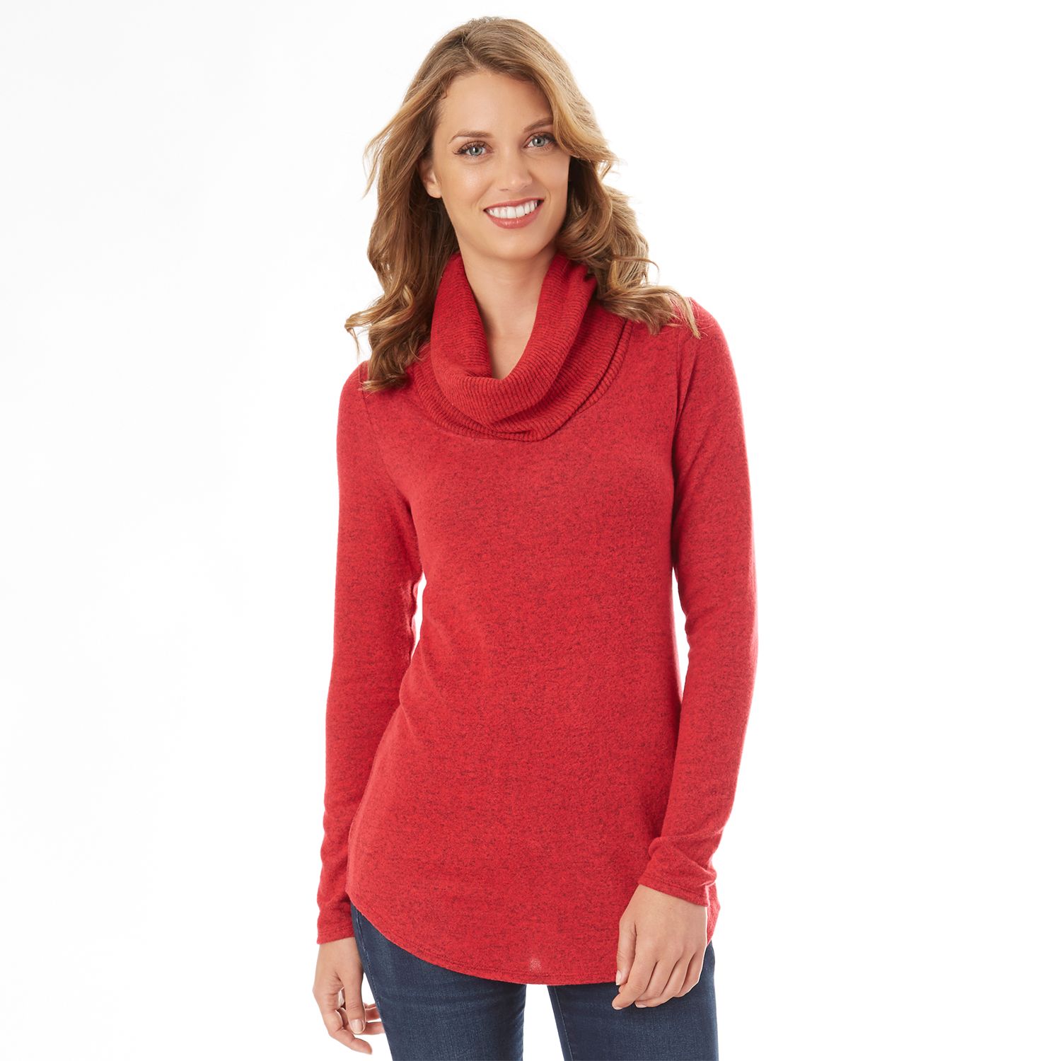 red tunic sweater