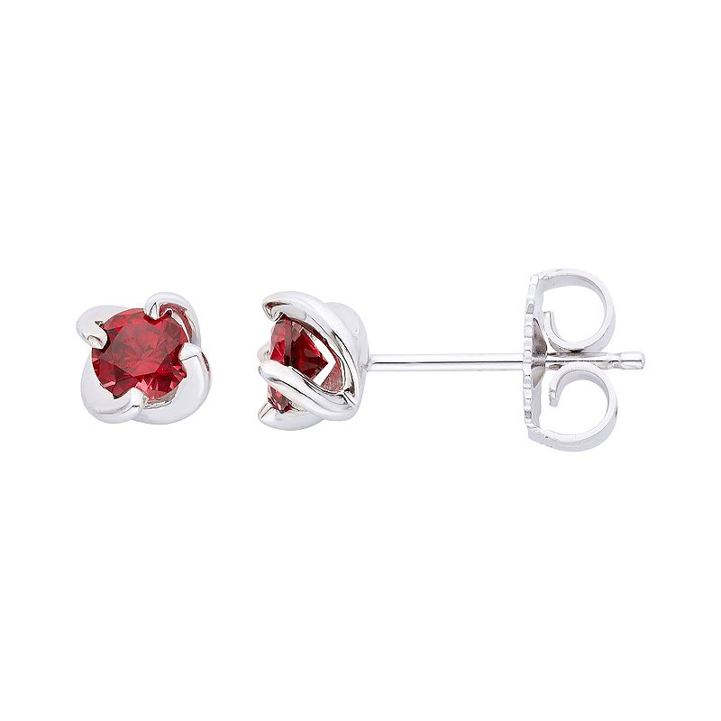 Boston Bay Diamonds Sterling Silver Birthstone Swirl Earrings, Womens, Red