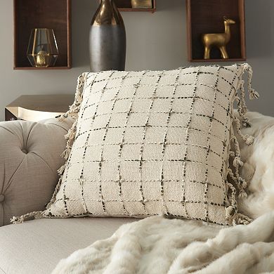 Mina Victory Life Styles Woven Grid Throw Pillow
