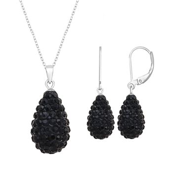 Silver Tone Briolette Drop Earring & Necklace Set