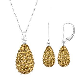 Silver Tone Briolette Drop Earring & Necklace Set
