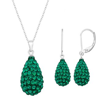 Silver Tone Briolette Drop Earring & Necklace Set
