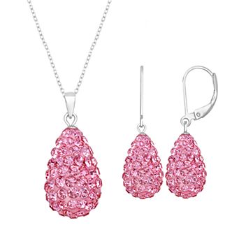 Silver Tone Briolette Drop Earring & Necklace Set