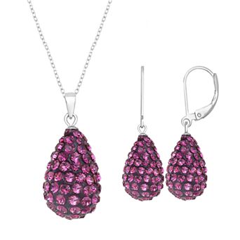 Silver Tone Briolette Drop Earring & Necklace Set