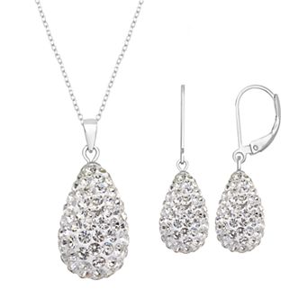 Silver Tone Briolette Drop Earring & Necklace Set