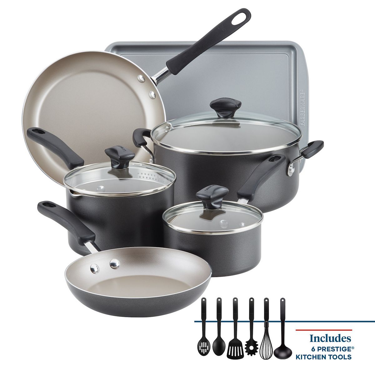 Farberware® Cookstart 15-pc. DiamondMax Nonstick Cookware Set - Pewter