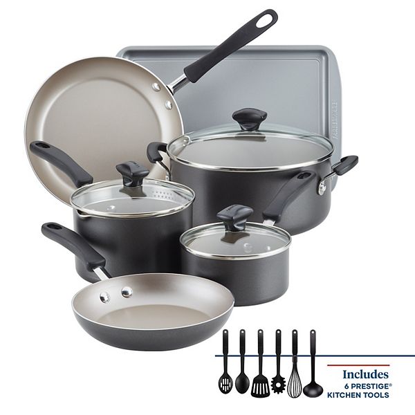Kitchen Pots and Pans Set Nonstick Granite Cookware Set Pans for Cooking w/ Frying  Pan, Saucepan, Cooking Pot, Oven Safe(Black, 15pcs Cookware Set) 