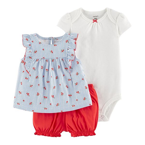 Baby Girl Carter's Floral Top, Bodysuit & Shorts Set