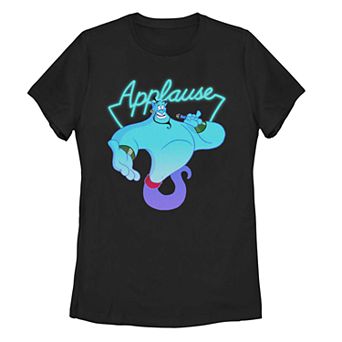 Juniors' Disney's Aladdin Genie Applause Neon Sign Graphic Tee