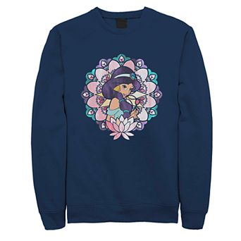 Juniors' Disney's Aladdin Jasmine Watercolor Floral Portrait Fleece Sweater