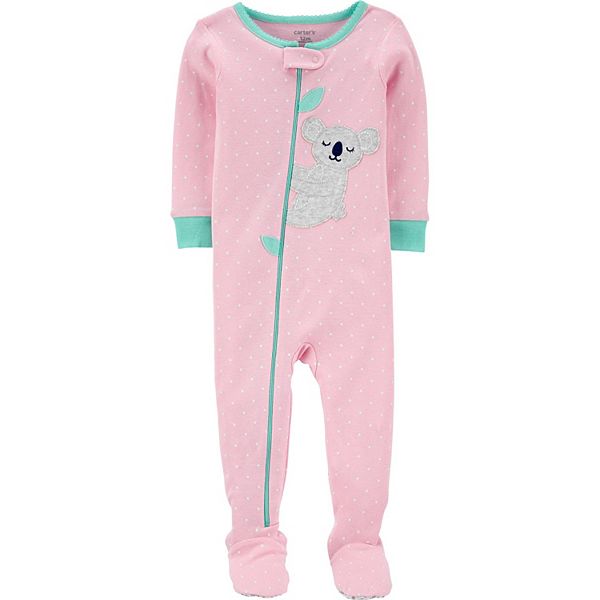 Carters Toddler Girls Pink Koala Panda Bear Sleeper Zip Footie Pajamas 3T