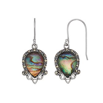Tori Hill Sterling Silver Abalone & Marcasite Dangle Earrings
