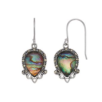 Tori Hill Sterling Silver Abalone & Marcasite Dangle Earrings