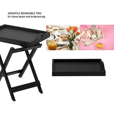 Lavish Home Folding End Table With Removable Tray