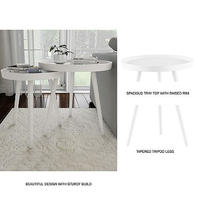 Lavish Home Circular Raised Tray Top Nesting End Tables