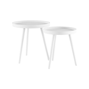 Lavish Home Circular Raised Tray Top Nesting End Tables
