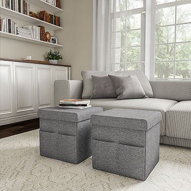 Lavish Home 2 Foldable Storage Cubes with Pockets