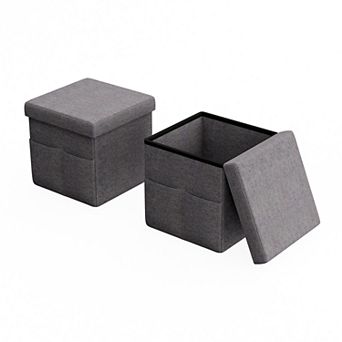 Lavish Home 2 Foldable Storage Cubes with Pockets