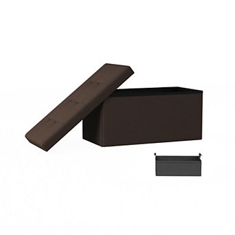 Lavish Home Large Tufted Folding Storage Bench Ottoman