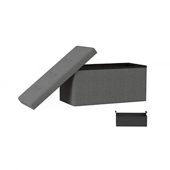 Lavish Home Large Tufted Folding Storage Bench Ottoman