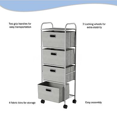 Lavish Home 4 Fabric Drawer Rolling Storage Cart