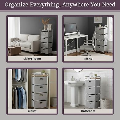 Lavish Home 4 Fabric Drawer Rolling Storage Cart