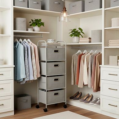 Lavish Home 4 Fabric Drawer Rolling Storage Cart