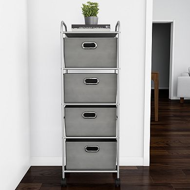 Lavish Home 4 Fabric Drawer Rolling Storage Cart