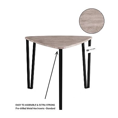 Lavish Home Contemporary Woodgrain Nesting Table Set