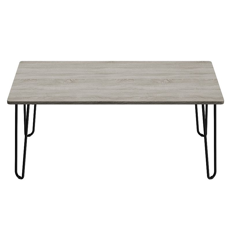 Lavish Home Coffee Table with Hairpin Legs, Beig/Green