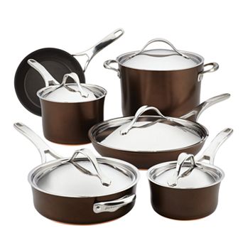 Anolon Nouvelle 11 pc Copper Luxe Hard-Anodized Nonstick Cookware Set