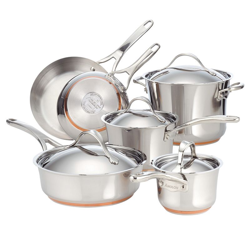 Anolon Nouvelle Copper Stainless Steel 10-pc. Cookware Set, Silver, 10PC