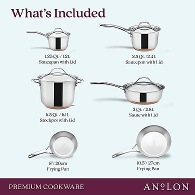 Anolon Nouvelle Copper Stainless Steel 10-pc. Cookware Set