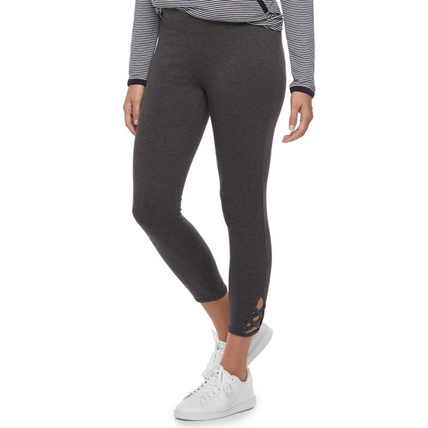 High-Waisted Jersey Lattice-Hem Leggings for Women