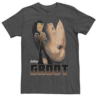 Men's Teen Marvel Avengers Infinity War Groot Side Profile Poster Tee