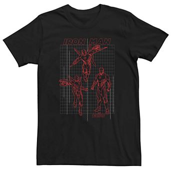 Men's Marvel Avengers Infinity War Iron-Man Schematic Grid Poster Tee